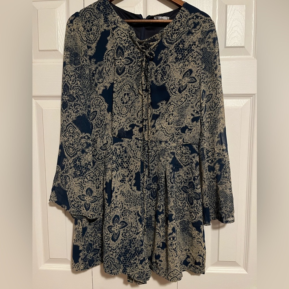 Fashion Union Blue and Gold Romper